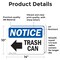 Signmission Trash Can (Left Arrow) Sign With Symbol, 14 in W x Rectangle, Vinyl Decal OS-2PACK-NS-D-1014-L-18723 - alternate 4